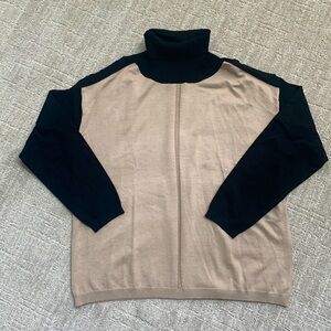New Lety & Me Colorblock Cold Shoulder Cozy Turtleneck Neutral Sweater Women 2X